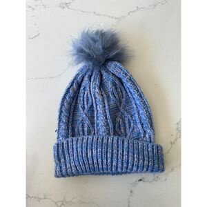 NWT DSG Cable Pom Beanie Blue Melange Girls One Size